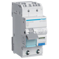 HAGER Proudový chránič s nadproud.ochranou chara. B, 1+N, 6 kA, 0,03 A, In10 A, A, bezšroubové svorky